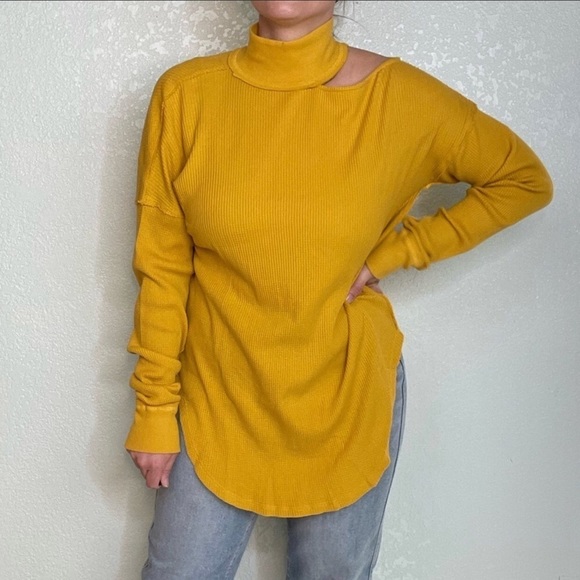 Free People Mustard Long Sleeve Top - Picture 6 of 10